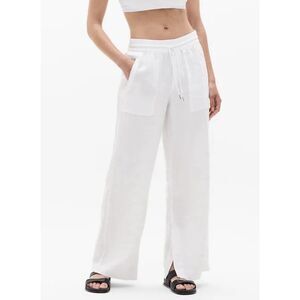 Athleta Retreat Linen HR Wide Leg Pants- Size 12 - White